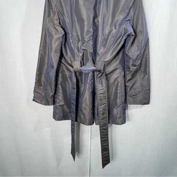 Weatherproof Gray Iridescent Trench Belted Raincoat Jacket Size M - Picture 10 of 13